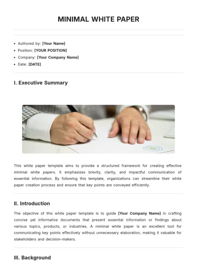 Free Minimal White Paper Template to Edit Online