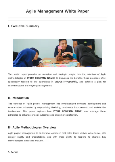 Free Agile Management White Paper Template to Edit Online
