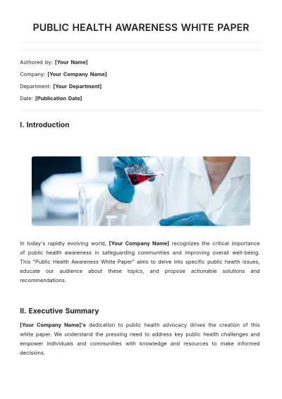 Free Public Health Awareness White Paper Template to Edit Online