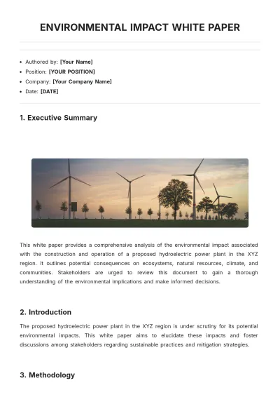 Free Environmental Impact White Paper Template to Edit Online