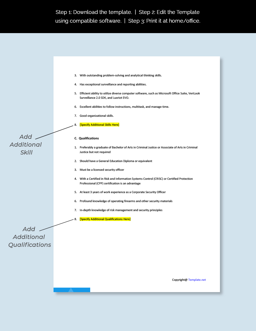 Corporate Security Officer Job Ad And Description Template Google Docs Word Apple Pages PDF 