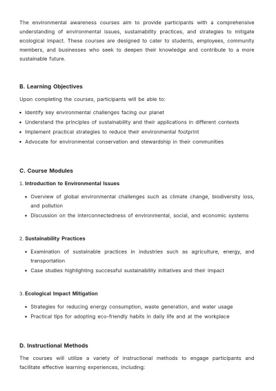 Free Environmental Awareness Course White Paper Template to Edit Online