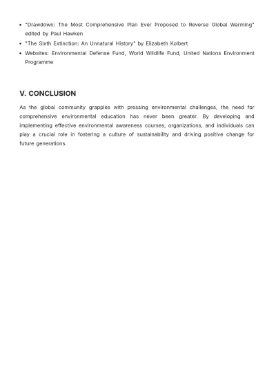 Free Environmental Awareness Course White Paper Template to Edit Online