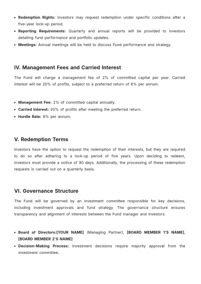 Free Fund Term Sheet Template to Edit Online