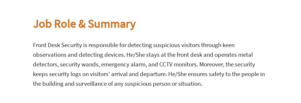 Front Desk Security Job Ad Description Template Free PDF Google 