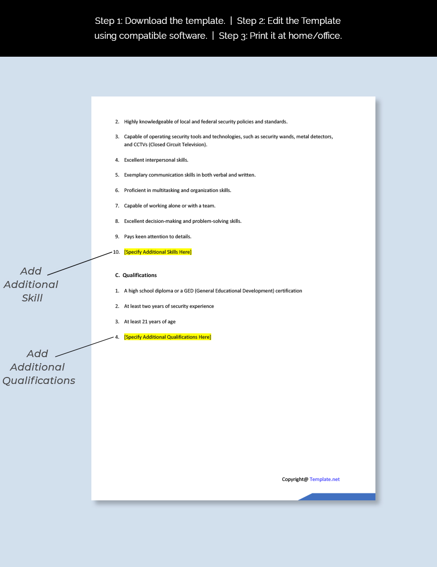Front Desk Security Job Ad Description Template Google Docs Word 