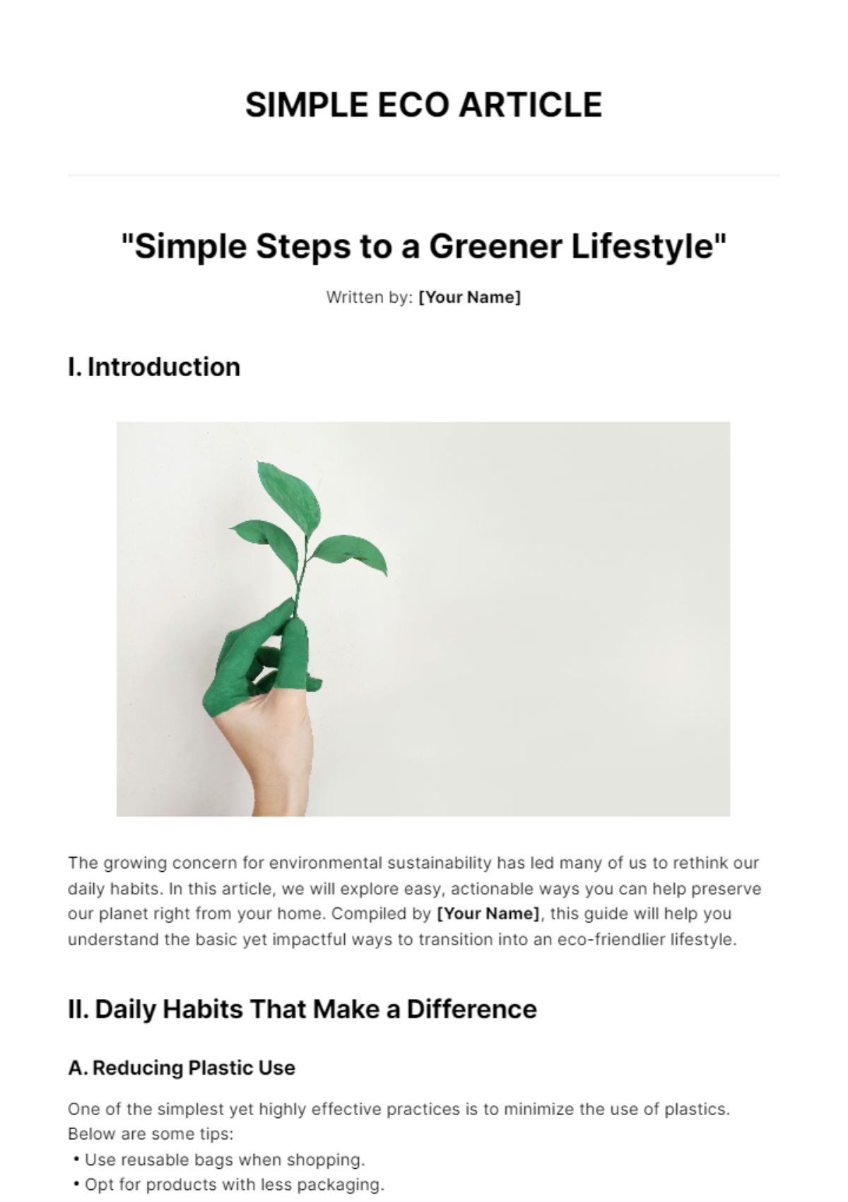 Free Simple Eco Article Template