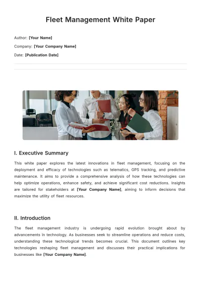 Free Fleet Management White Paper Template to Edit Online