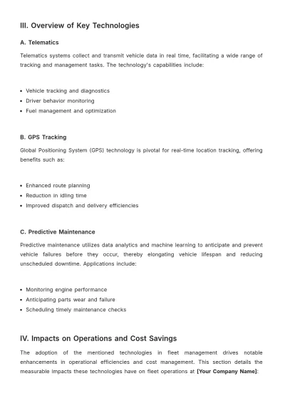 Free Fleet Management White Paper Template to Edit Online
