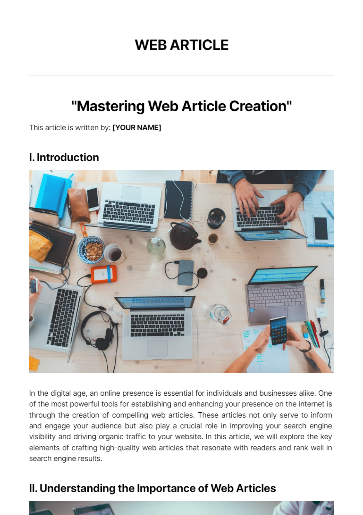 Free Web Article Template