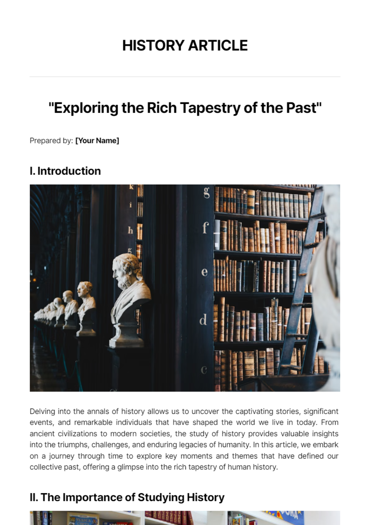 Free History Article Template