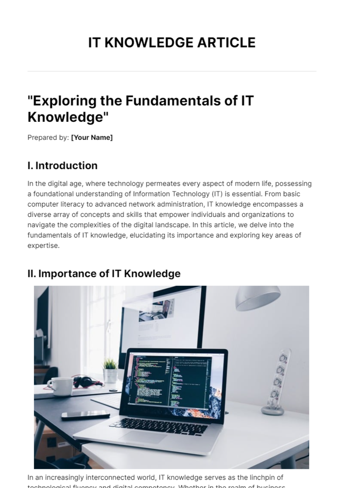 Free IT Knowledge Article Template