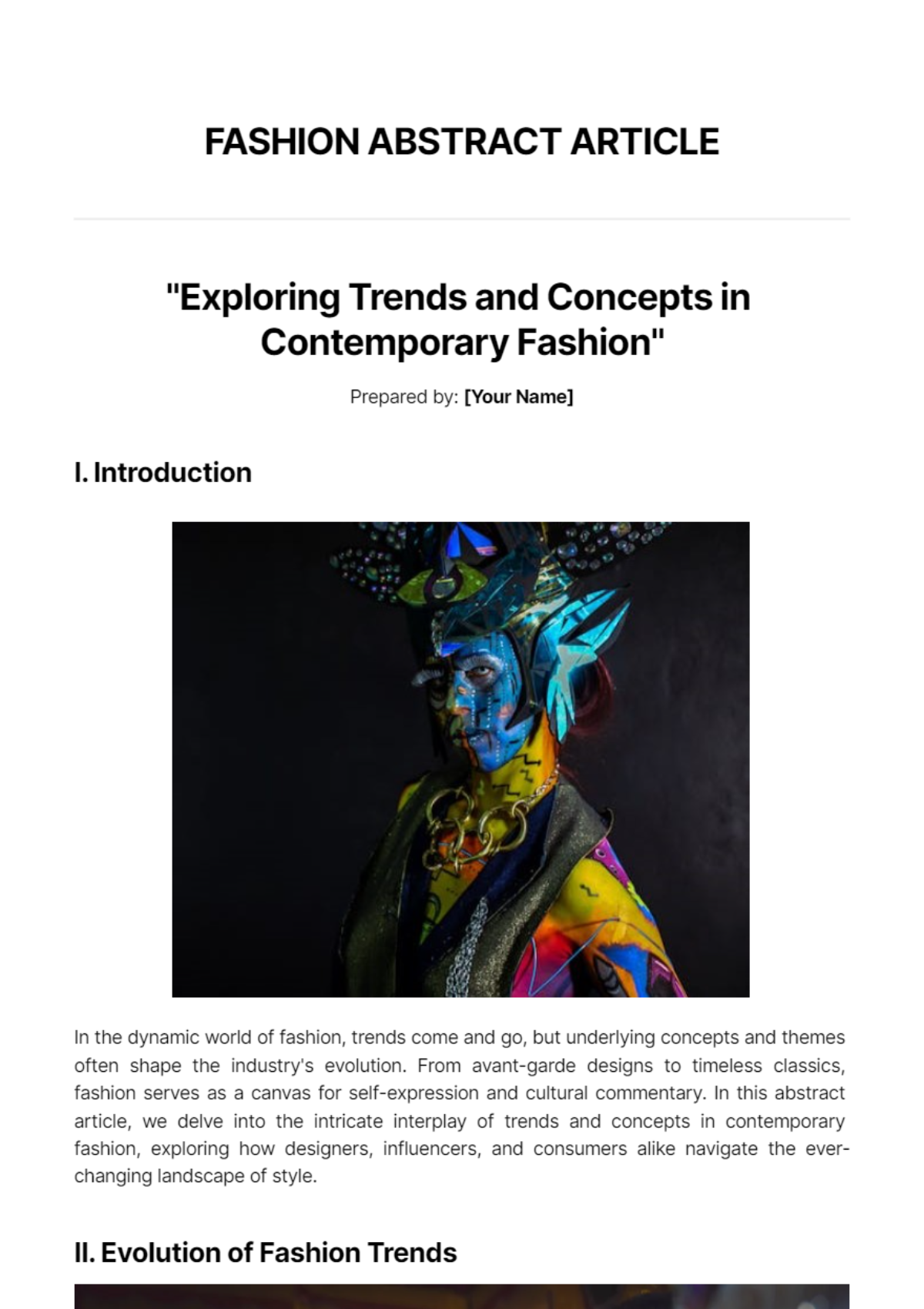 Free Fashion Abstract Article Template