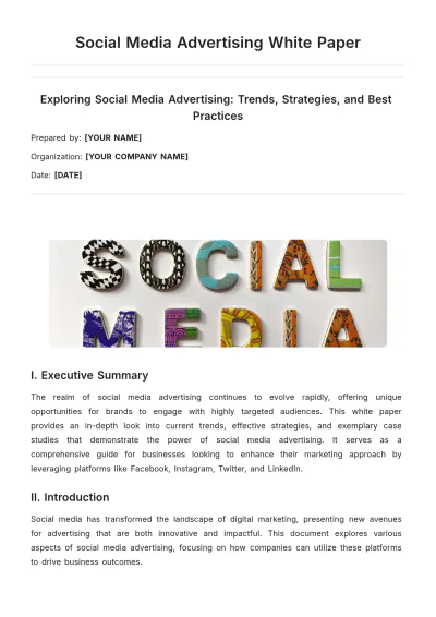 Free Social Media Advertising White Paper Template to Edit Online