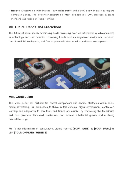 Free Social Media Advertising White Paper Template to Edit Online