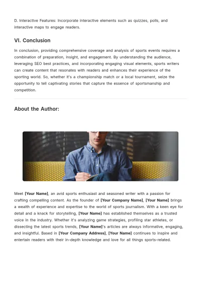 Free Sports Article Template to Edit Online