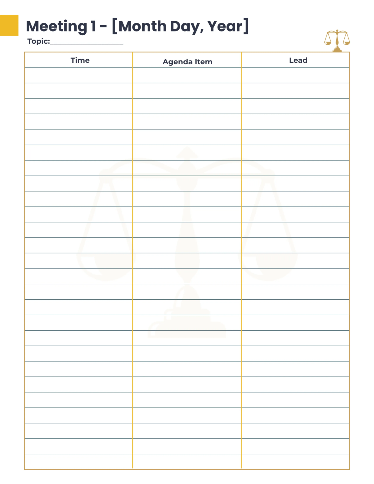 Free Law Firm Meeting Planner Template to Edit Online