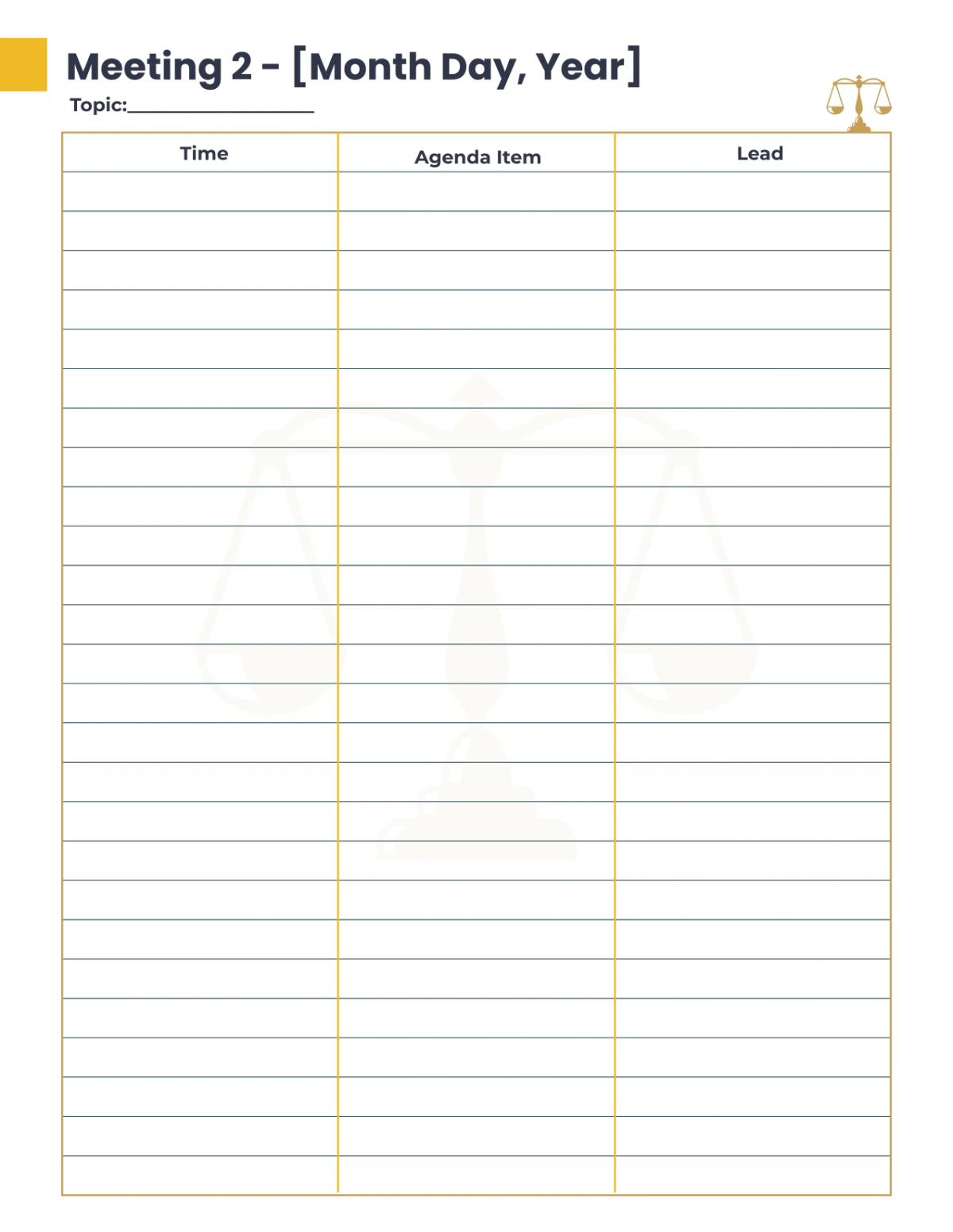 Free Law Firm Meeting Planner Template to Edit Online