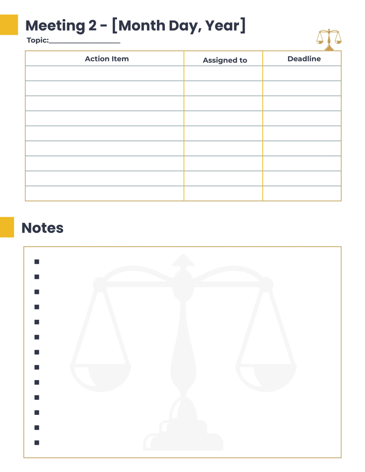 Free Law Firm Meeting Planner Template to Edit Online