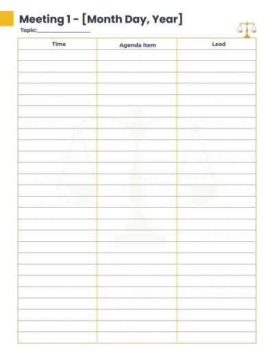 Free Law Firm Meeting Planner Template to Edit Online