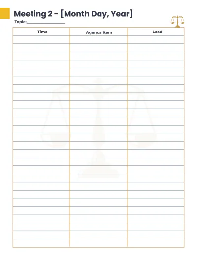 Free Law Firm Meeting Planner Template to Edit Online