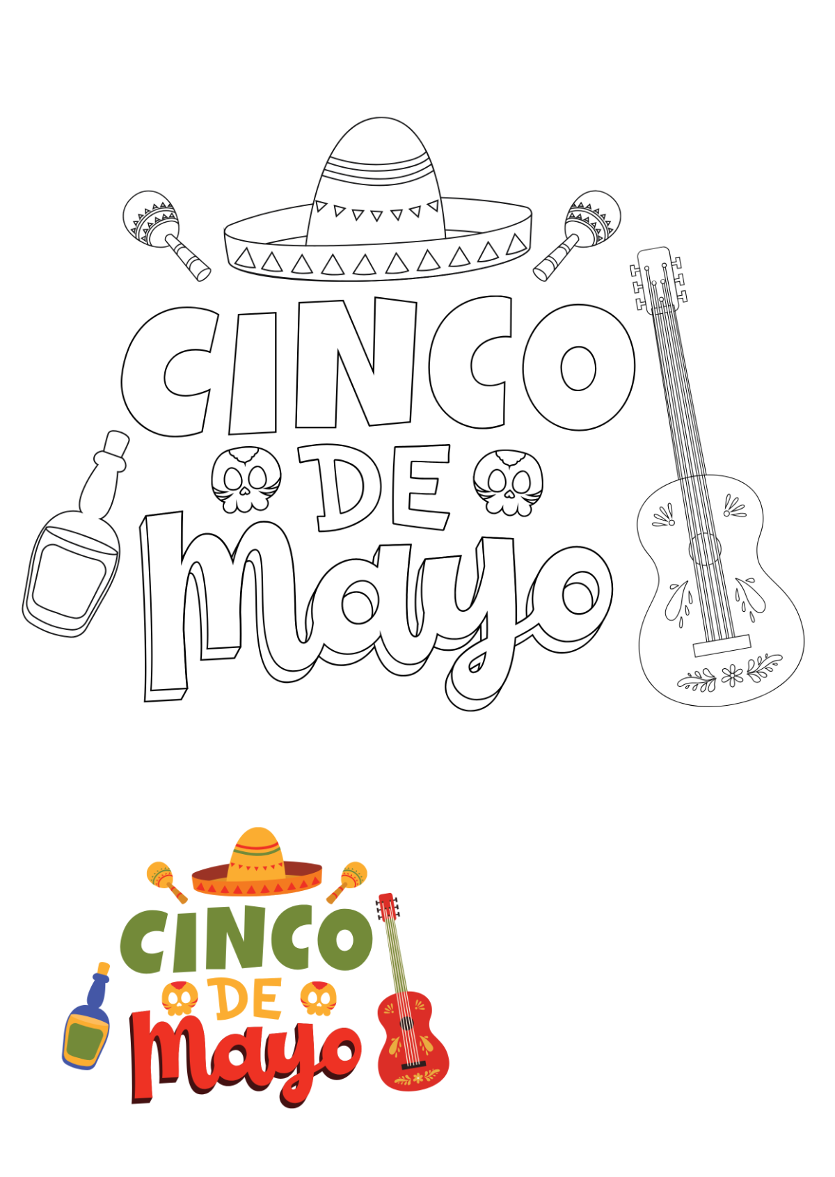 Free Cinco De Mayo Coloring Page for Adults Template