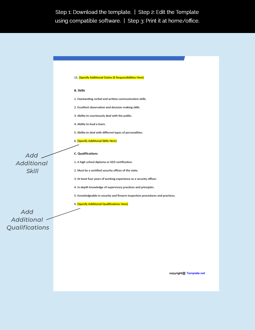 Free Security Officer Supervisor Job Ad Description Template Download In Word Google Docs 