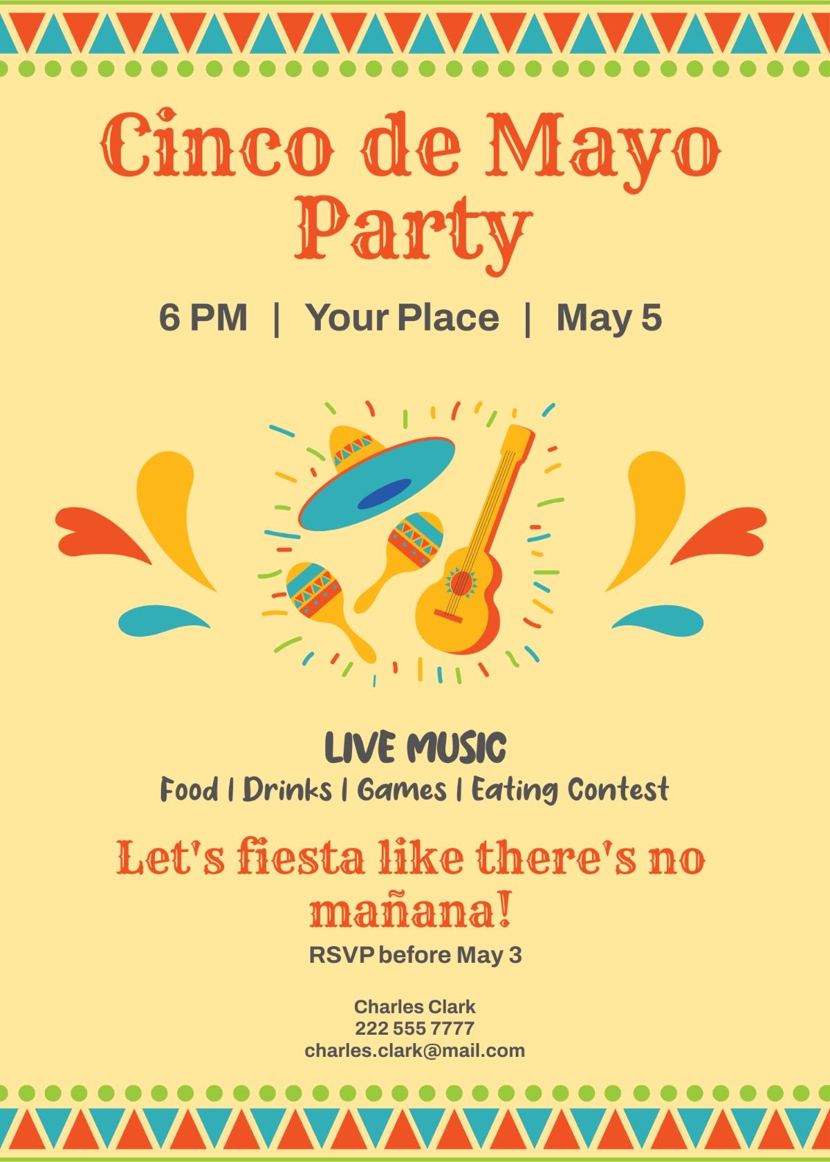 Cinco De Mayo Invitation Card Template - Edit Online & Download