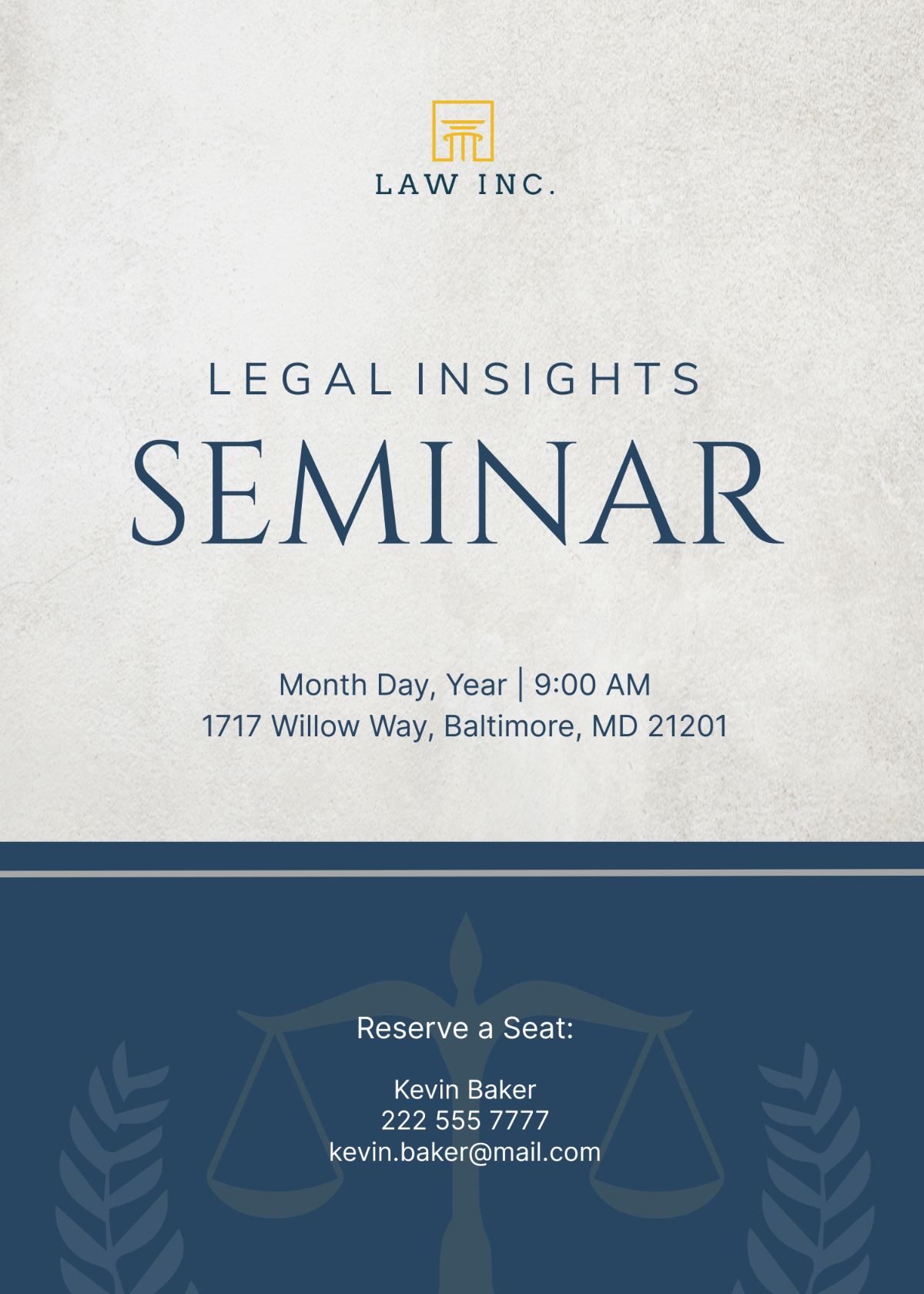 Law Firm Seminar Invitation Template - Edit Online & Download