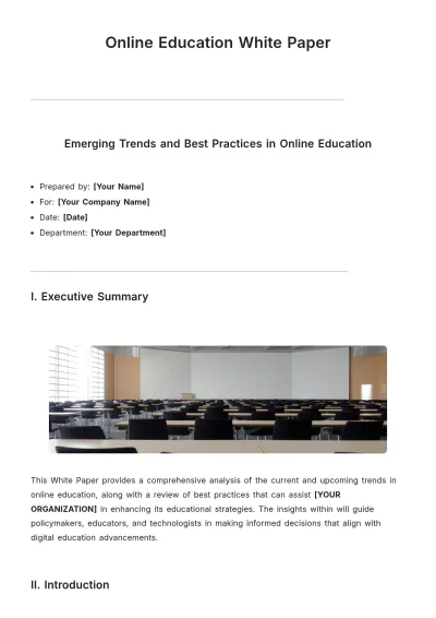 Free Online Education White Paper Template to Edit Online