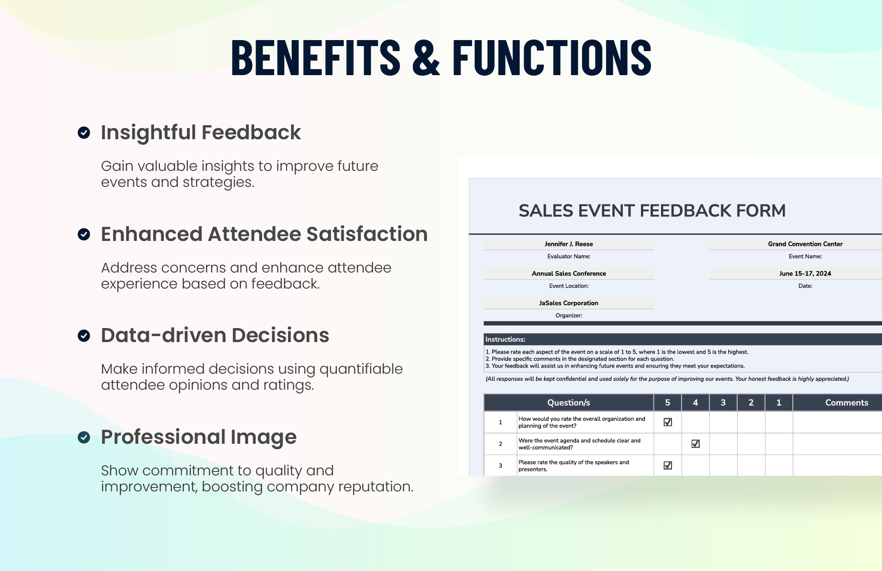 Sales Event Feedback Form Template