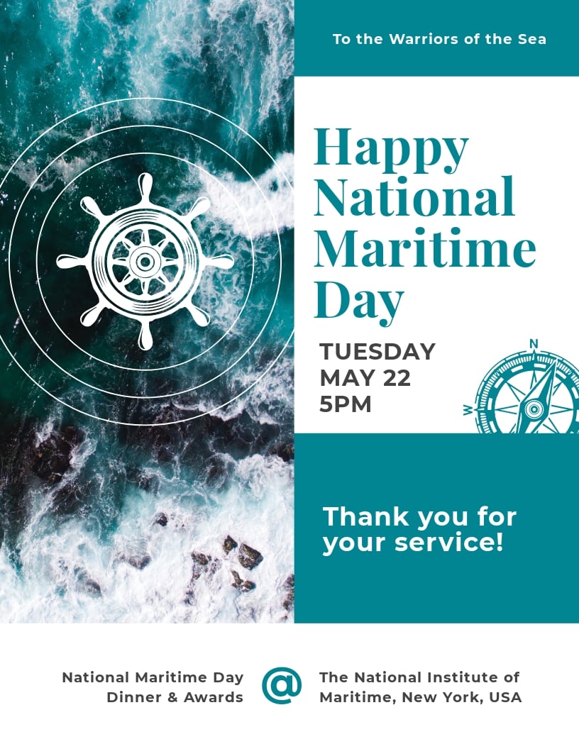 National Maritime Day Flyer Template [Free PDF] Word PSD Apple