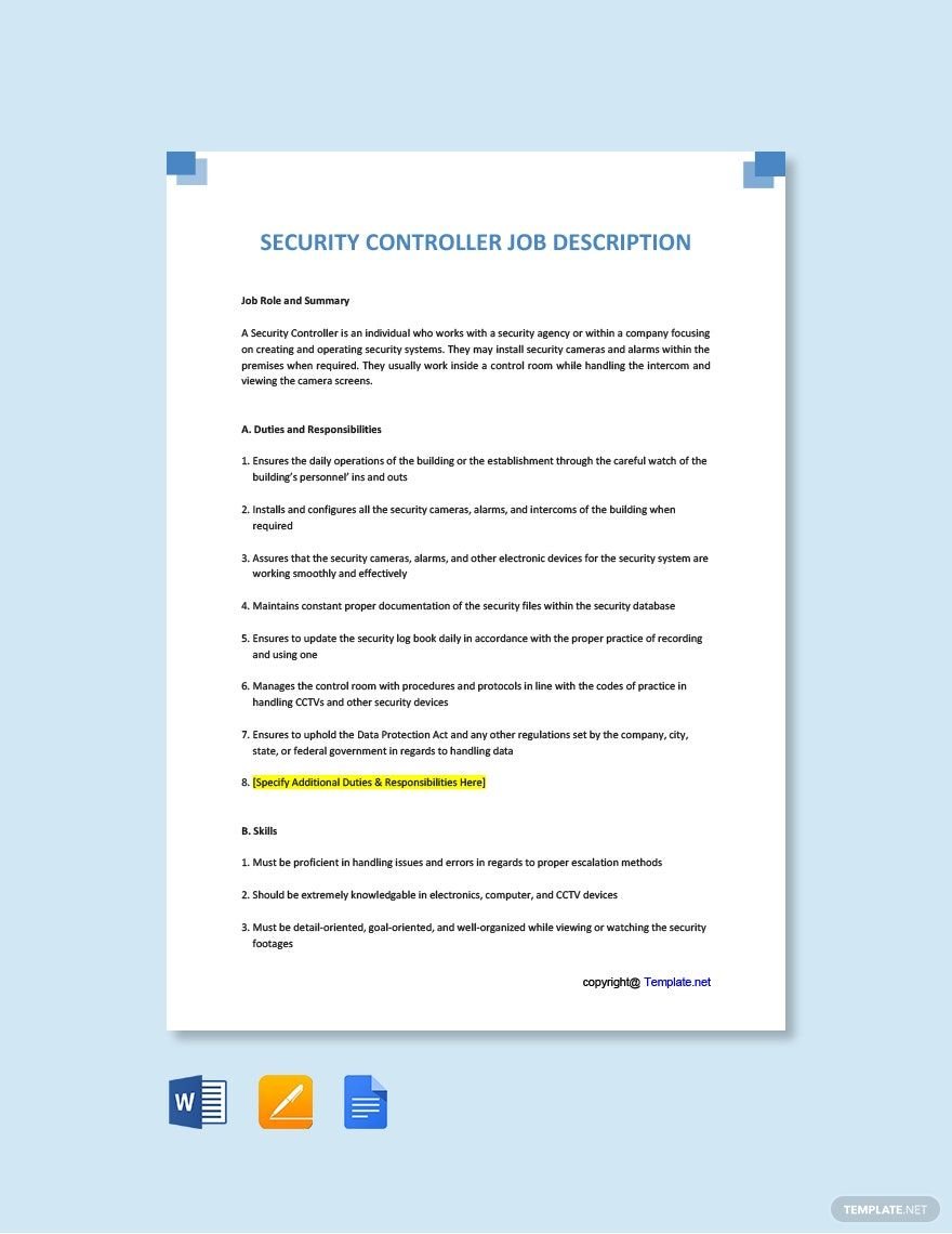 Controller Job Description Template 10+ Free Word, PDF Format Download!