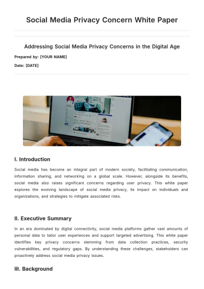 Free Social Media Privacy Concern White Paper Template to Edit Online