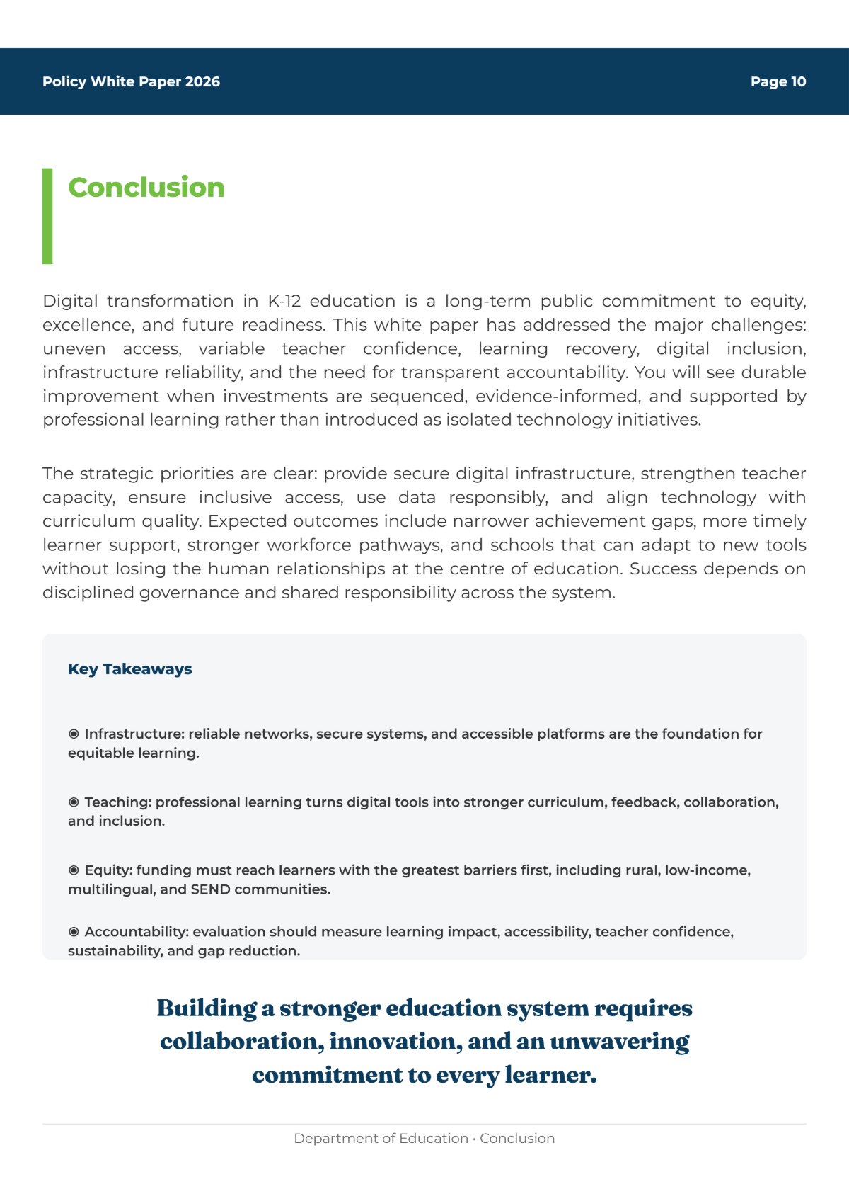 Free Department Of Education White Paper Template to Edit Online