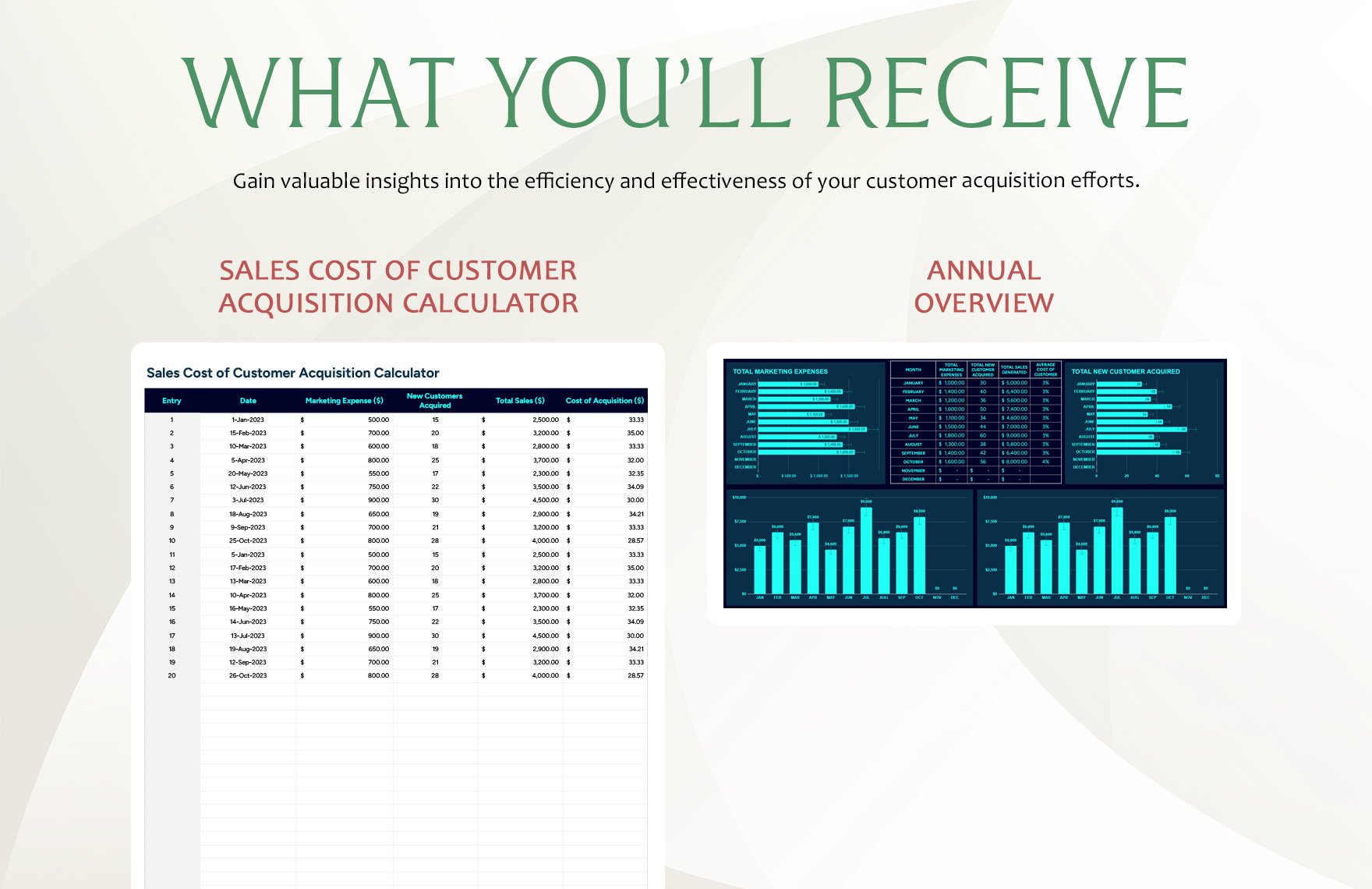 Sales Cost of Customer Acquisition Calculator Template