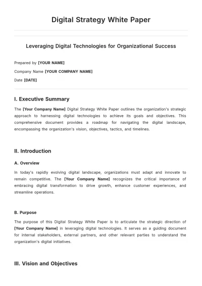 Free Digital Strategy White Paper Template to Edit Online