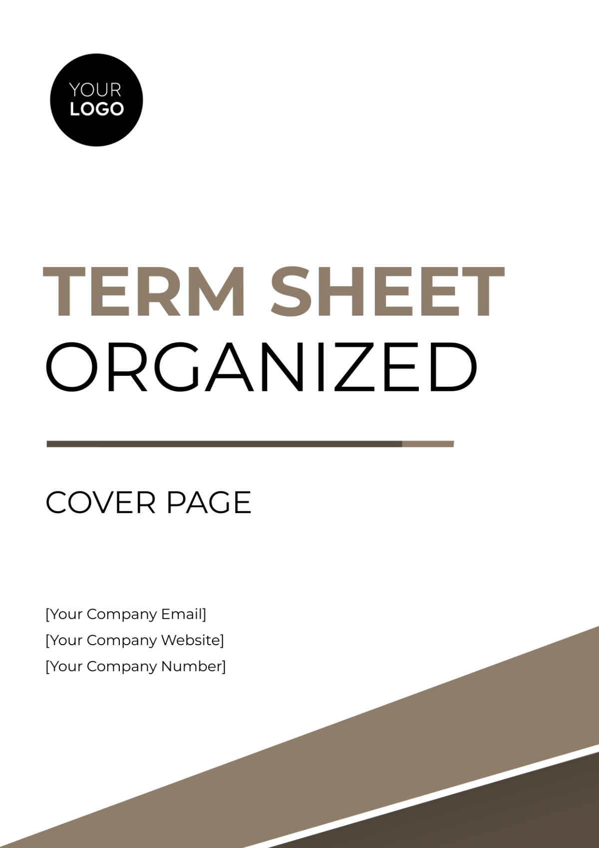 Term Sheet Organized Cover Page