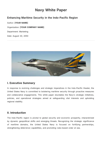 Free Navy White Paper Template to Edit Online