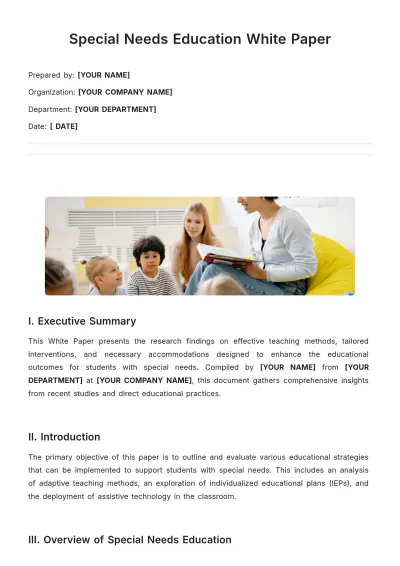 Free Special Needs Education White Paper Template to Edit Online