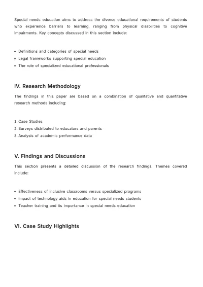 Free Special Needs Education White Paper Template to Edit Online