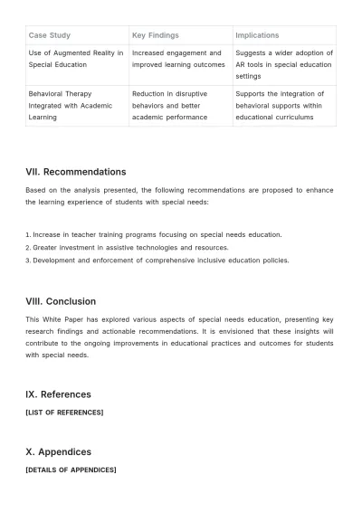 Free Special Needs Education White Paper Template to Edit Online