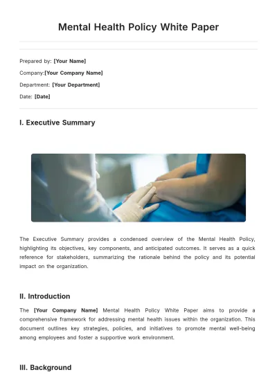 Free Mental Health Policy White Paper Template to Edit Online