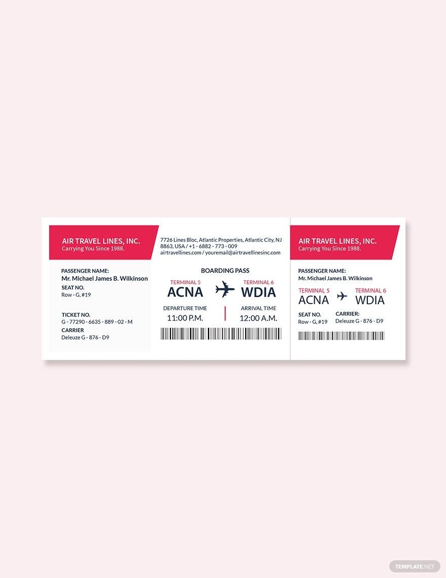 Blank Travel Ticket Template
