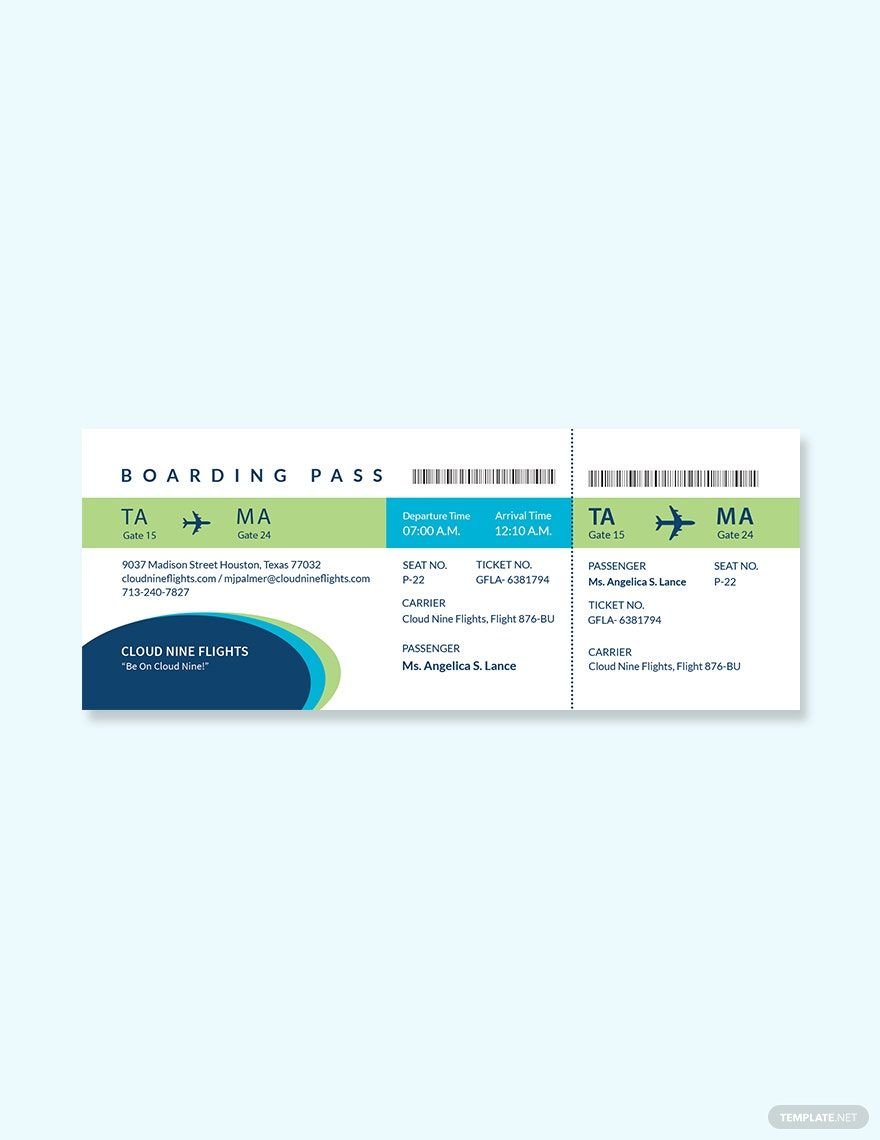 Boarding Pass Airline Ticket Template