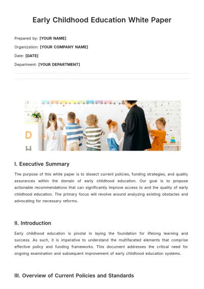 Free Early Childhood Education White Paper Template to Edit Online