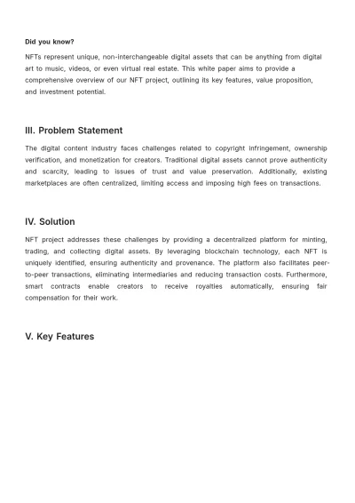 Free Nft White Paper Template to Edit Online