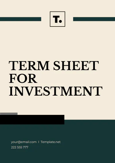 Free Term Sheet for Investment Template to Edit Online