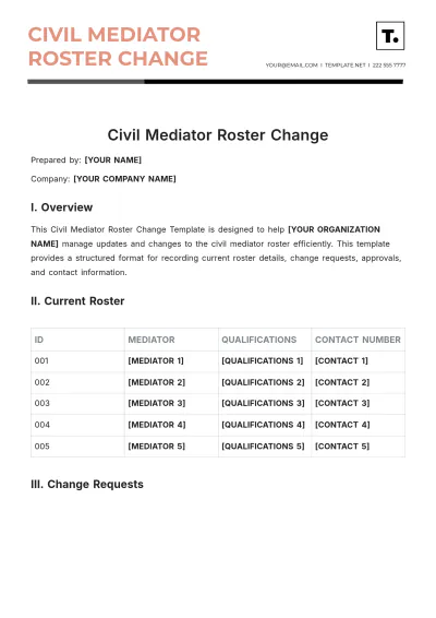 Free Civil Mediator Roster Change Template to Edit Online
