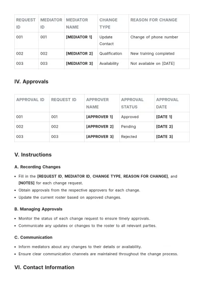 Free Civil Mediator Roster Change Template to Edit Online